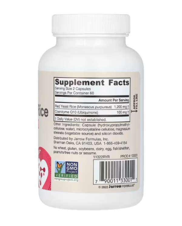 Jarrow Formulas, Red Yeast Rice + Co-Q10, 120 Veggie Caps