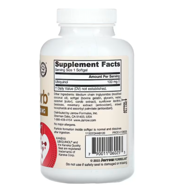 Jarrow Formulas, Ubiquinol, QH-Absorb, Max Absorption, 100 mg, 120 Softgels