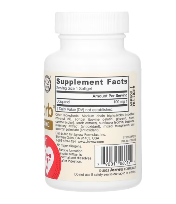 Jarrow Formulas, Ubiquinol QH-Absorb, Max Absorption, 100 mg, 60 Softgels
