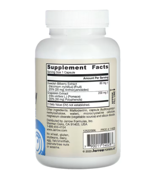 Jarrow Formulas, Vegan Bilberry + Grapeskin Polyphenols, 120 Veggie Capsules