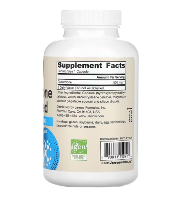 Jarrow Formulas, Vegan Glutathione Reduced, 500 mg, 150 Veggie Capsules