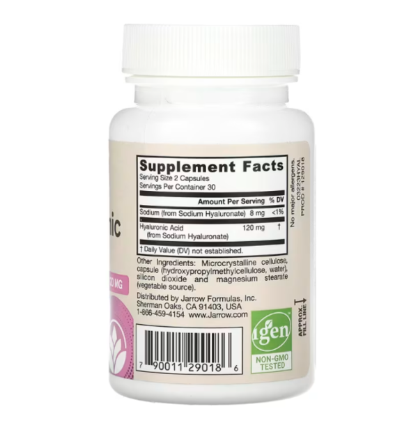 Jarrow Formulas, Vegan Hyaluronic Acid, 120 mg, 60 Veggie Capsules (60 mg per Capsule)