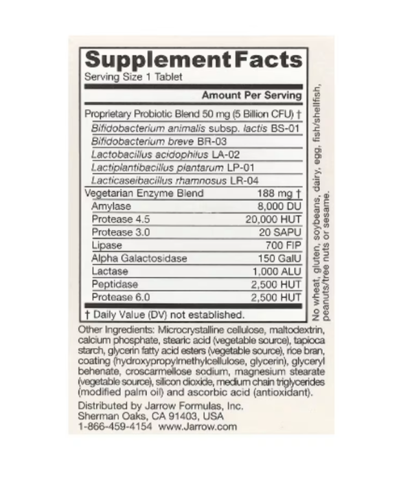 Jarrow Formulas, Vegan Jarro-Dophilus, Digest Sure, 5 Billion CFU, 30 Tablets
