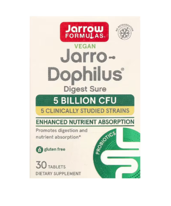 Jarrow Formulas, Vegan Jarro-Dophilus, Digest Sure, 5 Billion CFU, 30 Tablets