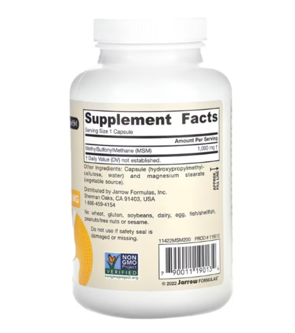 Jarrow Formulas, Vegan MSM, 1,000 mg, 200 Veggie Capsules