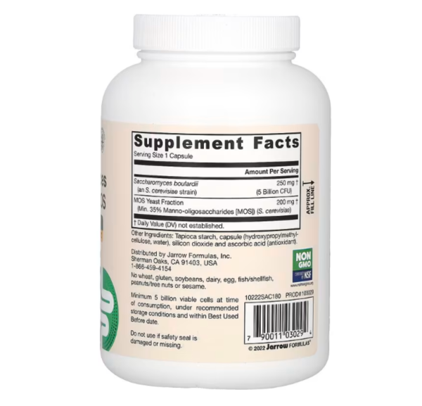 Jarrow Formulas, Vegan Saccharomyces Boulardii + MOS, 5 Billion CFU, 180 Veggie Capsules