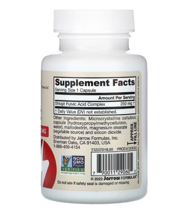Jarrow Formulas, Vegan Shilajit Fulvic Acid Complex, 250 mg, 60 Veggie Capsules