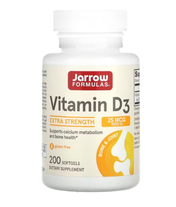 Jarrow Formulas, Vitamin D3, Cholecalciferol, Extra Strength, 25 mcg (1,000 IU), 200 Softgels