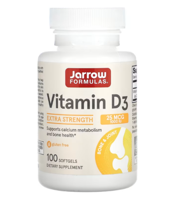 Jarrow Formulas, Vitamin D3, Extra Strength, 25 mcg (1,000 IU), 100 Softgels