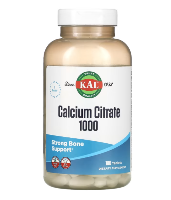 KAL, Calcium Citrate 1000, 180 Tablets