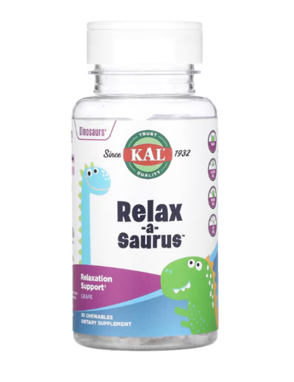 KAL, Dinosaurs, Relax-a-Saurus, Grape, 30 Chewables