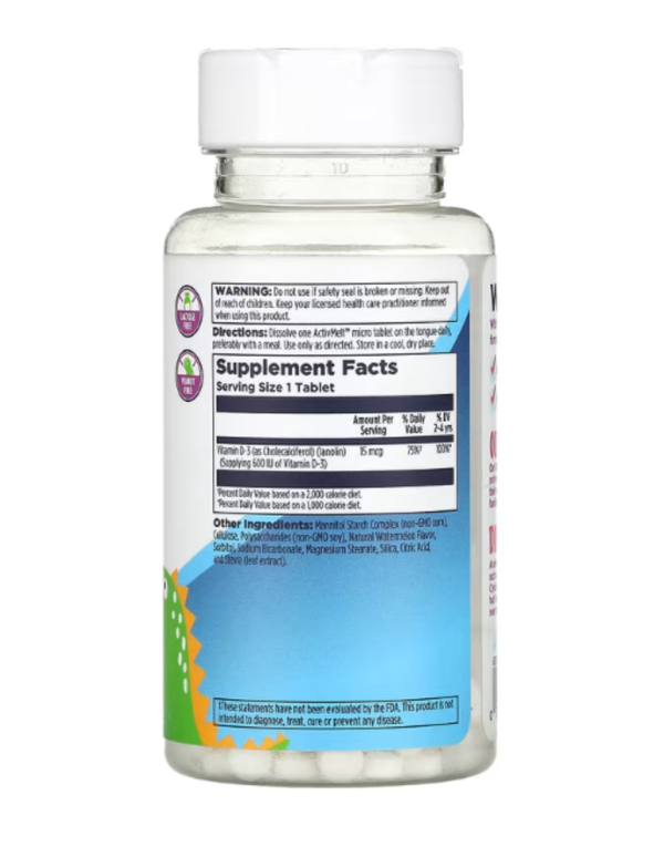 KAL, Dinosaurs, Vitamin D-Rex, Watermelon, 120 Micro Tablets