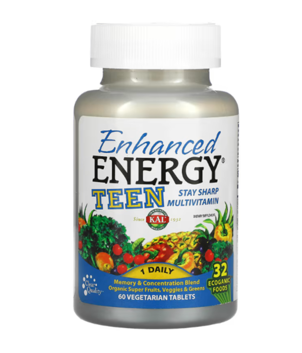 KAL, Enhanced Energy, Teen, Memory & Concentration Blend, 60 Vegetarian Tablets