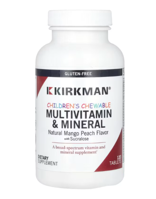 Kirkman Labs, Children's Chewable Multivitamin & Mineral Tablets, Natural Mango Peach, 120 Tablets