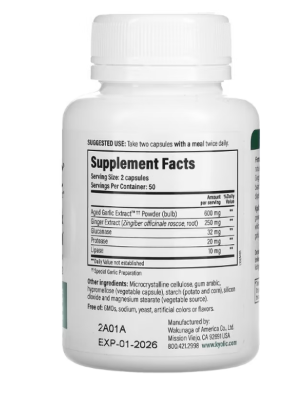 Kyolic, Aged Garlic Extract, Cleanse & Digestion Formula 102, 100 Veggie Capsules
