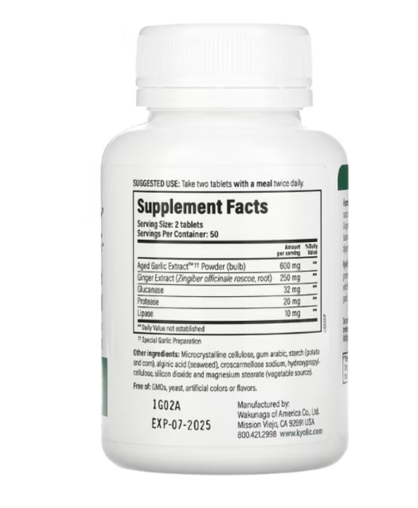 Kyolic, Aged Garlic Extract, Cleanse & Digestion, Formula 102, 100 Veggie Tablets