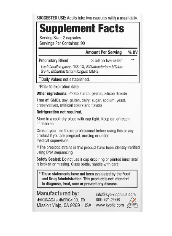Kyolic, Kyo-Dophilus, Daily Probiotic, 180 Capsules