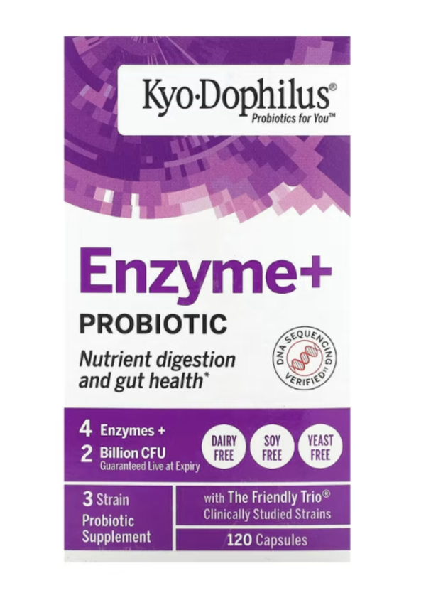 Kyolic, Kyo-Dophilus, Enzyme+ Probiotic, 2 Billion, 120 Capsules (1 Billion CFU per Capsule)