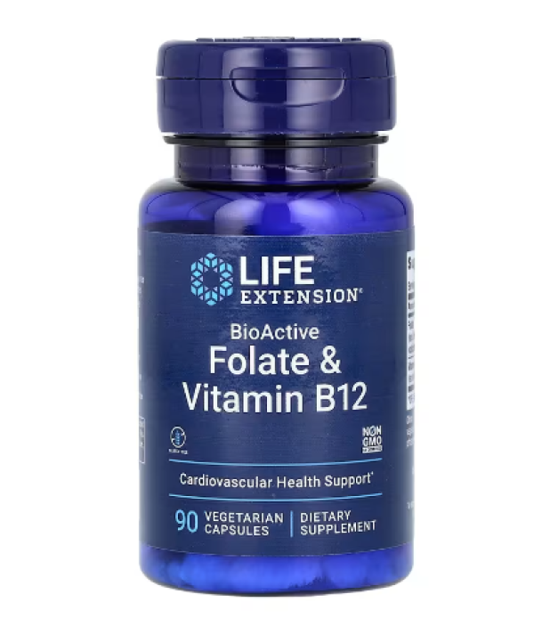 Life Extension, BioActive, Folate & Vitamin B12, 90 Vegetarian Capsules