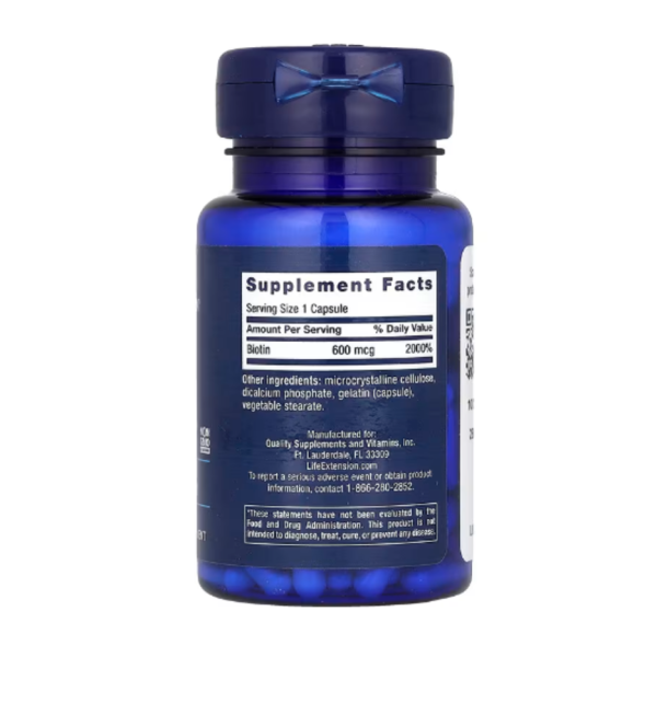 Life Extension, Biotin, 600 mcg, 100 Capsules