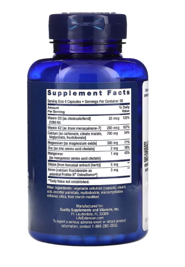 Life Extension, Bone Restore, Calcium Supplement with Vitamin K2, 120 Capsules