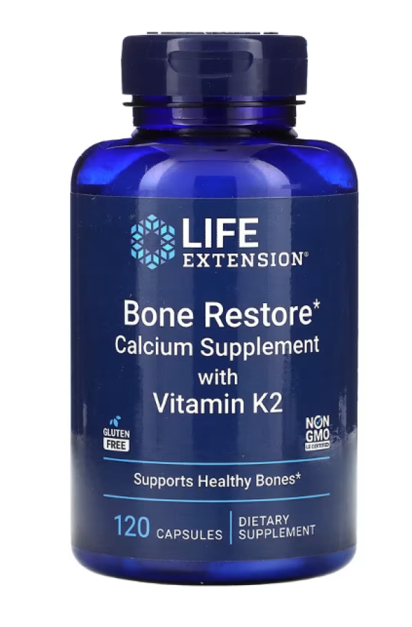 Life Extension, Bone Restore, Calcium Supplement with Vitamin K2, 120 Capsules