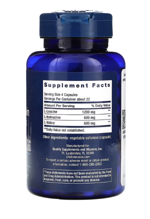 Life Extension, Branched Chain Amino Acids, Free Form, 90 Capsules