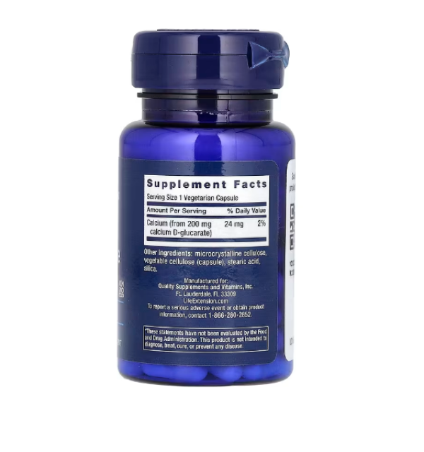 Life Extension, Calcium D-Glucarate, 200 mg, 60 Vegetarian Capsules
