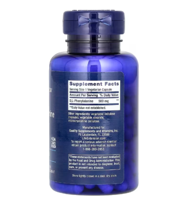 Life Extension, D, L-Phenylalanine, 500 mg, 100 Vegetarian Capsules