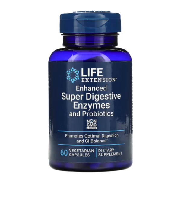 Life Extension, Enhanced Super Digestive Enzymes and Probiotics, 60 Vegetarian Capsules