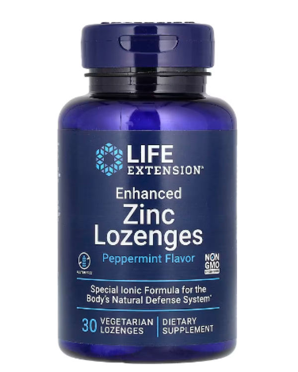 Life Extension, Enhanced Zinc Lozenges, Peppermint, 30 Vegetarian Lozenges