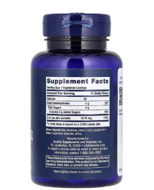 Life Extension, Enhanced Zinc Lozenges, Peppermint, 30 Vegetarian Lozenges