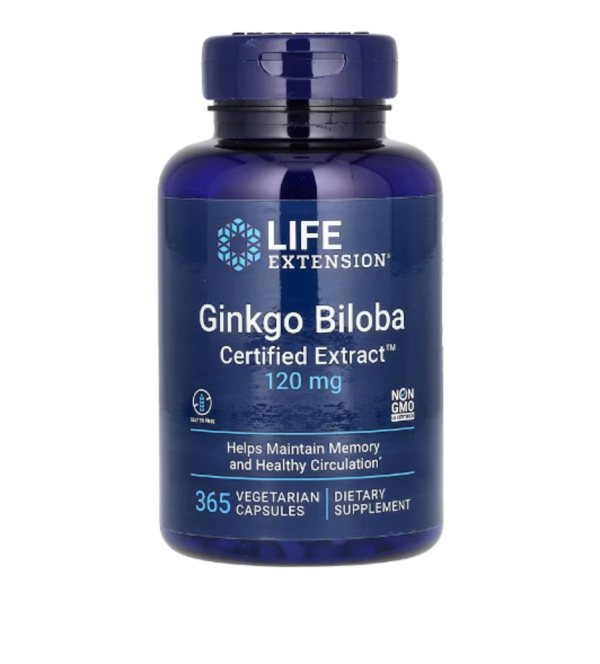 Life Extension, Ginkgo Biloba, Certified Extract, 120 mg, 365 Vegetarian Capsules