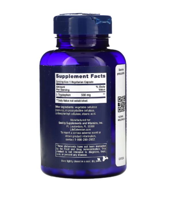 Life Extension, L-Tryptophan, 500 mg, 90 Vegetarian Capsules