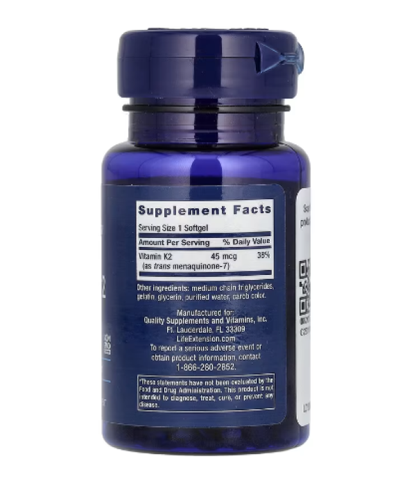 Life Extension, Low Dose Vitamin K2 (MK-7), 45 mcg, 90 Softgels