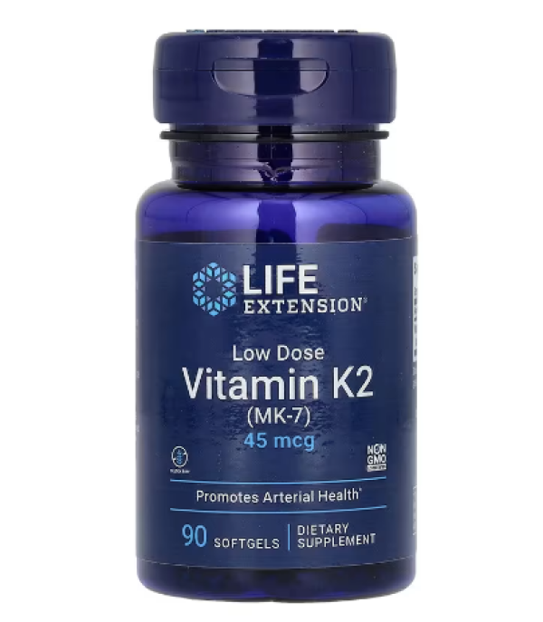 Life Extension, Low Dose Vitamin K2 (MK-7), 45 mcg, 90 Softgels