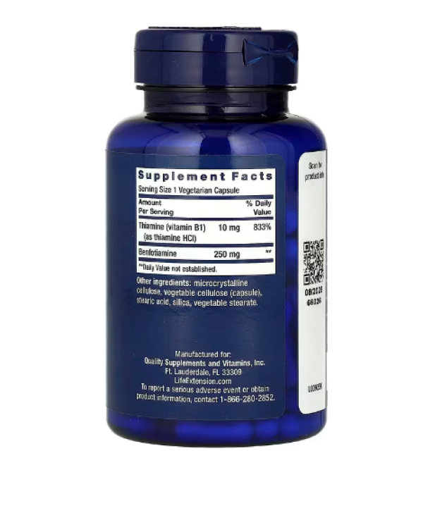 Life Extension, Mega Benfotiamine, 250 mg, 120 Vegetarian Capsules