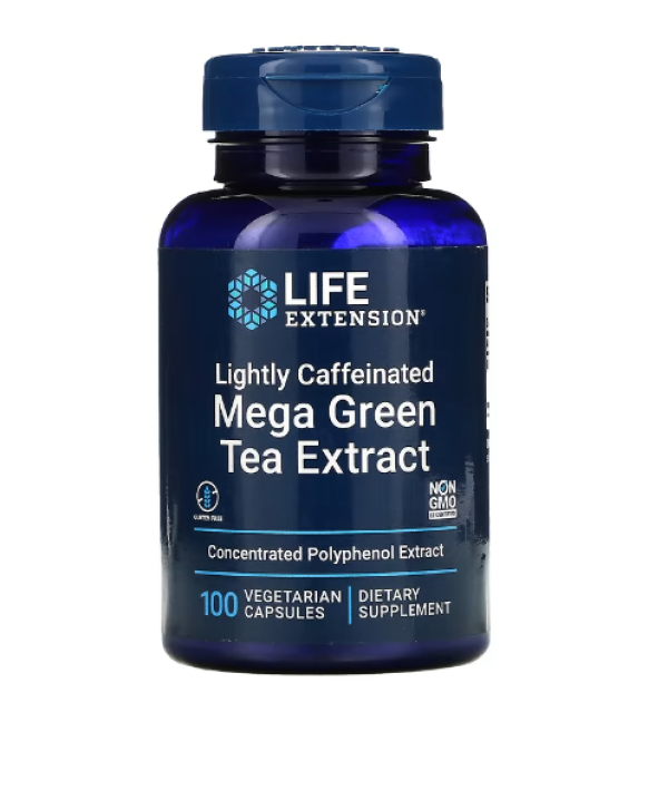 Life Extension, Mega Green Tea Extract, Lightly Caffeinated, 100 Vegetarian Capsules