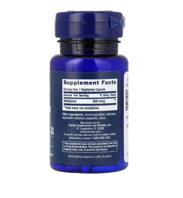 Life Extension, Melatonin, 300 mcg, 100 Vegetarian Capsules