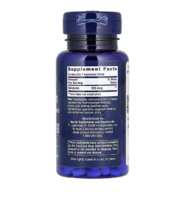 Life Extension, Melatonin, 6 Hour Timed Release, 300 mcg, 100 Vegetarian Tablets