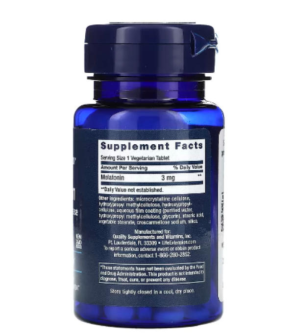 Life Extension, Melatonin, 6 Hour Timed Release, 3 mg, 60 Vegetarian Tablets