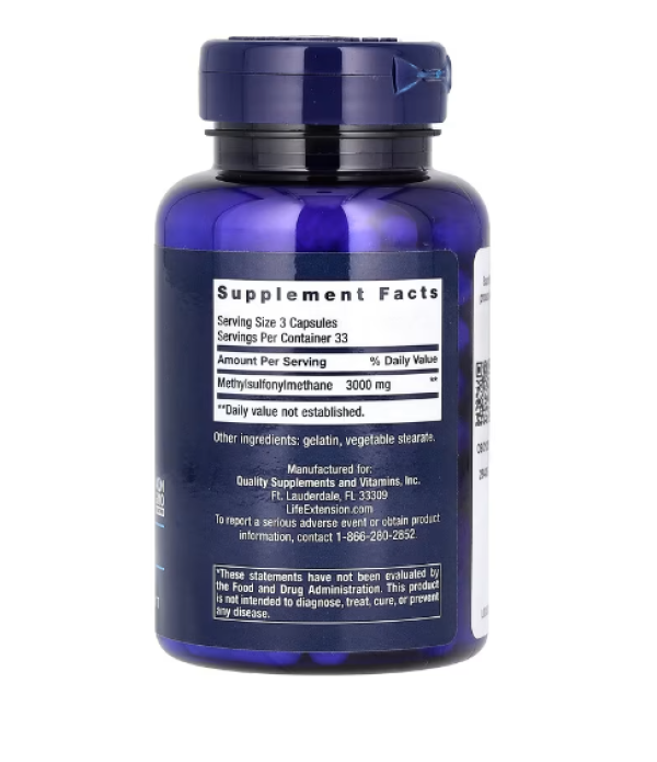 Life Extension, MSM, 3,000 mg, 100 Capsules (1,000 mg per Capsule)