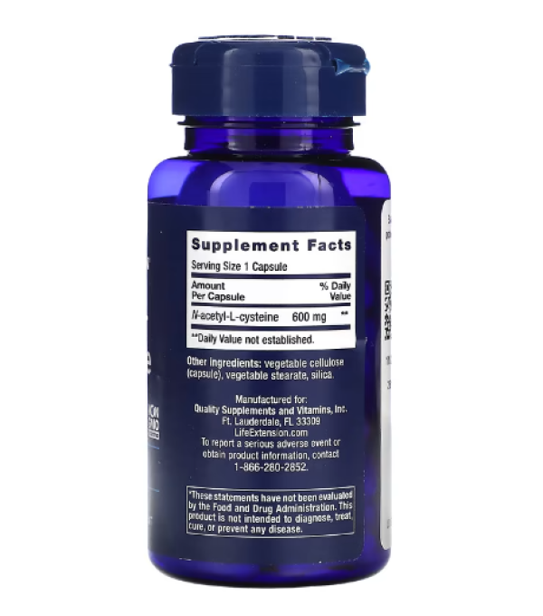 Life Extension, N-Acetyl-L-Cysteine, 600 mg, 60 Capsules