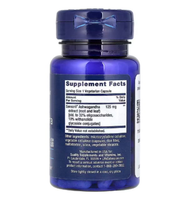 Life Extension, Optimized Ashwagandha, 60 Vegetarian Capsules