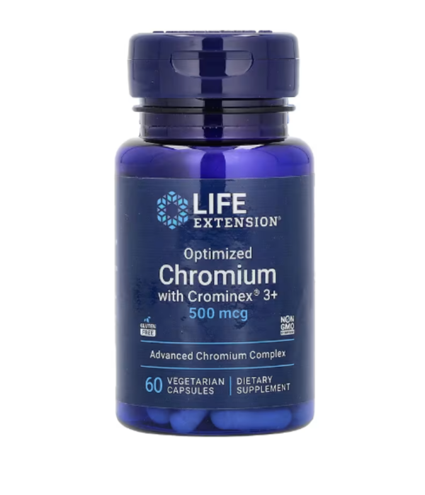 Life Extension, Optimized Chromium with Crominex 3+, 500 mcg, 60 Vegetarian Capsules