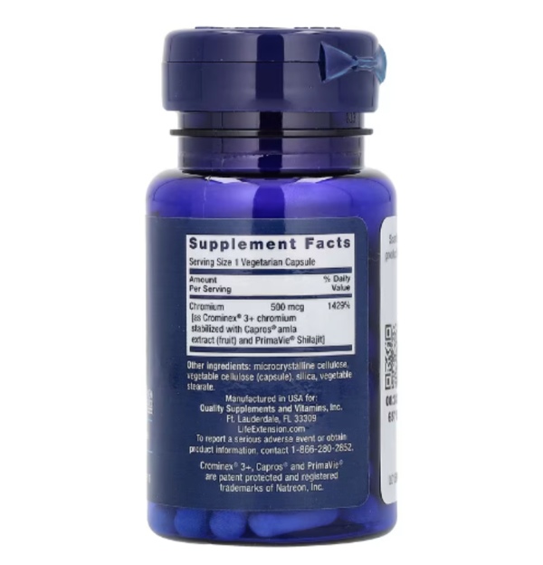 Life Extension, Optimized Chromium with Crominex 3+, 500 mcg, 60 Vegetarian Capsules