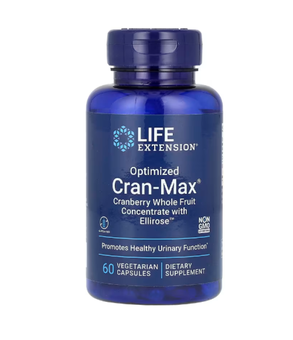 Life Extension, Optimized Cran-Max, Cranberry Whole Fruit Concentrate with Ellirose, 60 Vegetarian Capsules