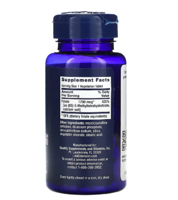 Life Extension, Optimized Folate, 1,700 mcg DFE, 100 Vegetarian Tablets