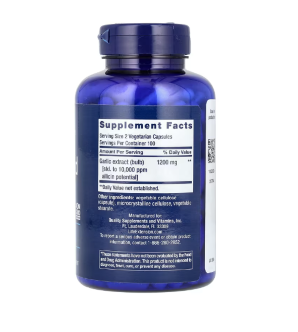 Life Extension, Optimized Garlic, Standardized Garlic Capsules, 200 Vegetarian Capsules