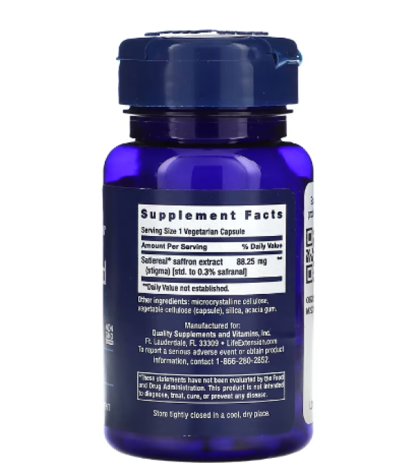 Life Extension, Optimized Saffron, 60 Vegetarian Capsules